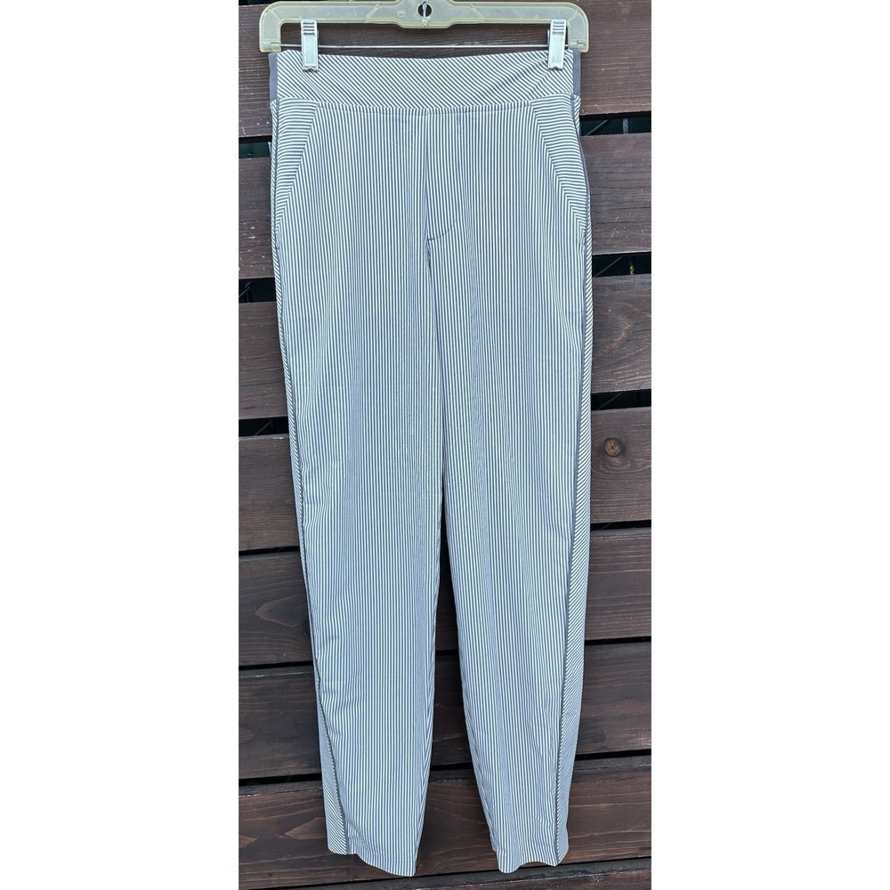 Athleta Brooklyn Textured Ankle Pant City Stripe White Gray Size‎ 0